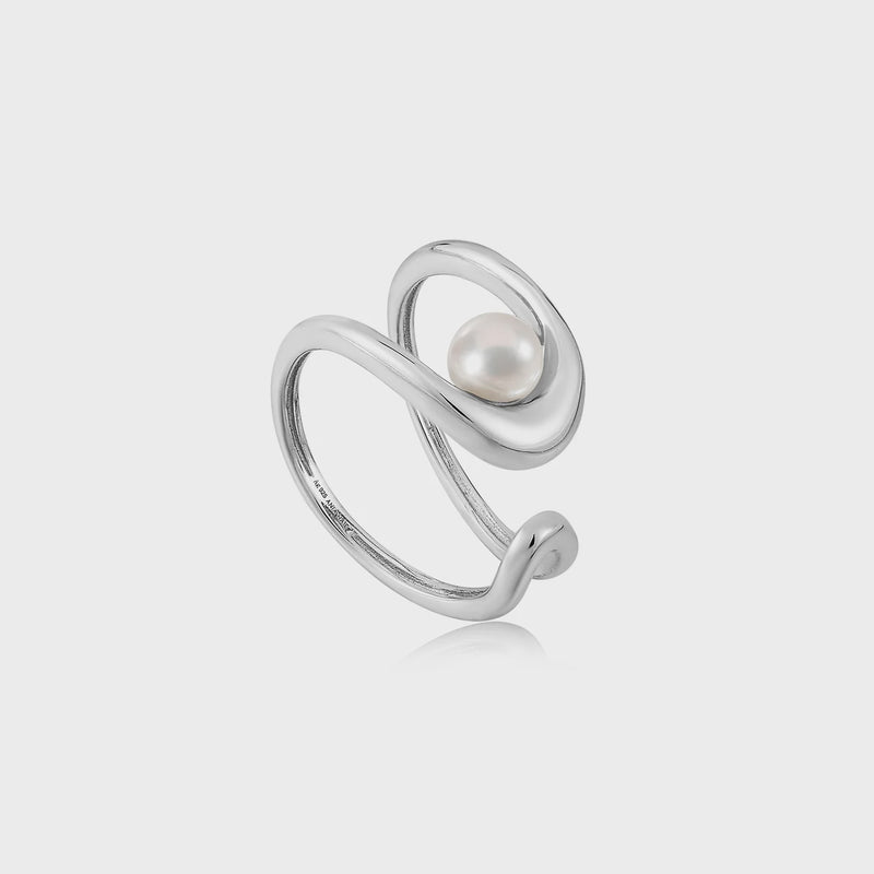 ANIA HAIE Silver Pearl Sculpted Adjustable Ring R043-02H
