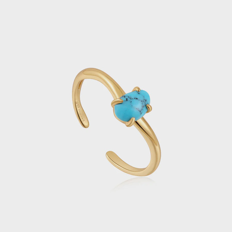 ANIA HAIE Gold Turquoise Wave Adjustable Ring R044-01G