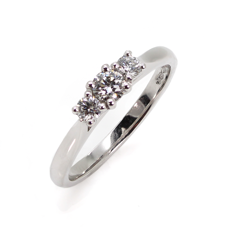 Platinum Three Stone Diamond Ring RN3875