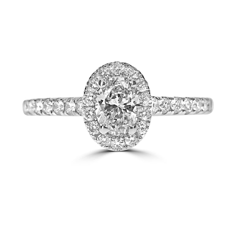 Platinum Oval Halo Diamond Ring E/SI2 0.59ct - RN6844