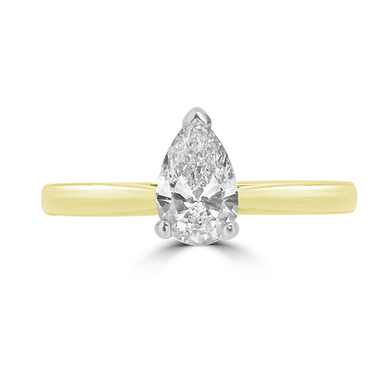 18ct Gold Pear Shaped Solitaire Diamond Ring D/SI1 - RN7269