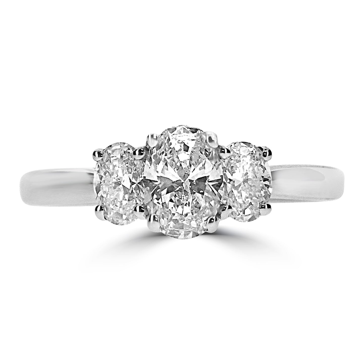Platinum Oval Cut Trilogy Diamond Ring 0.95ct