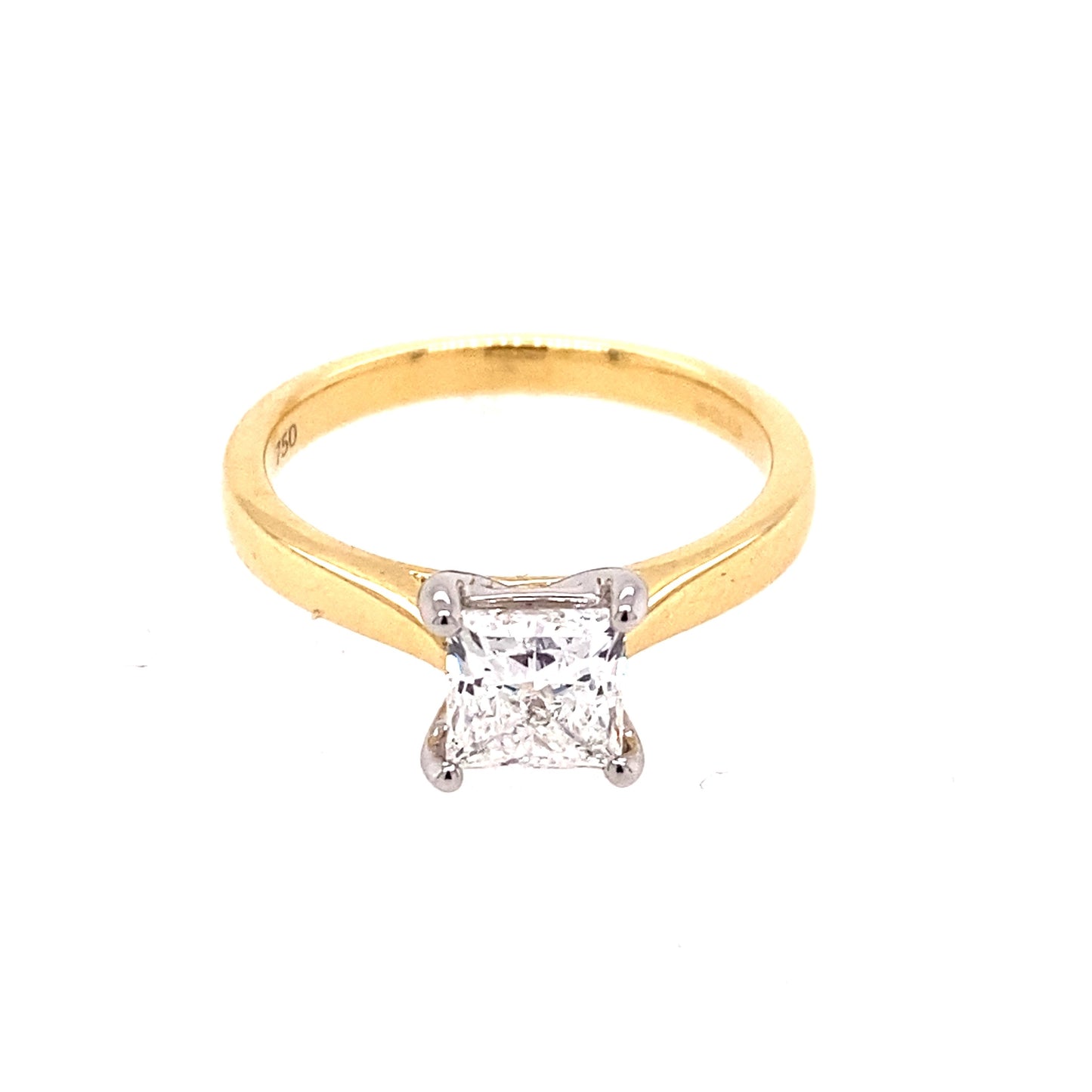 18ct Gold Diamond Princess Cut Solitaire 1.01ct Ring RN8252