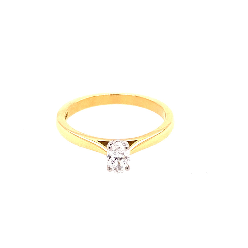 18ct Gold Oval Cut Solitaire Diamond Ring 0.30ct - RN8611