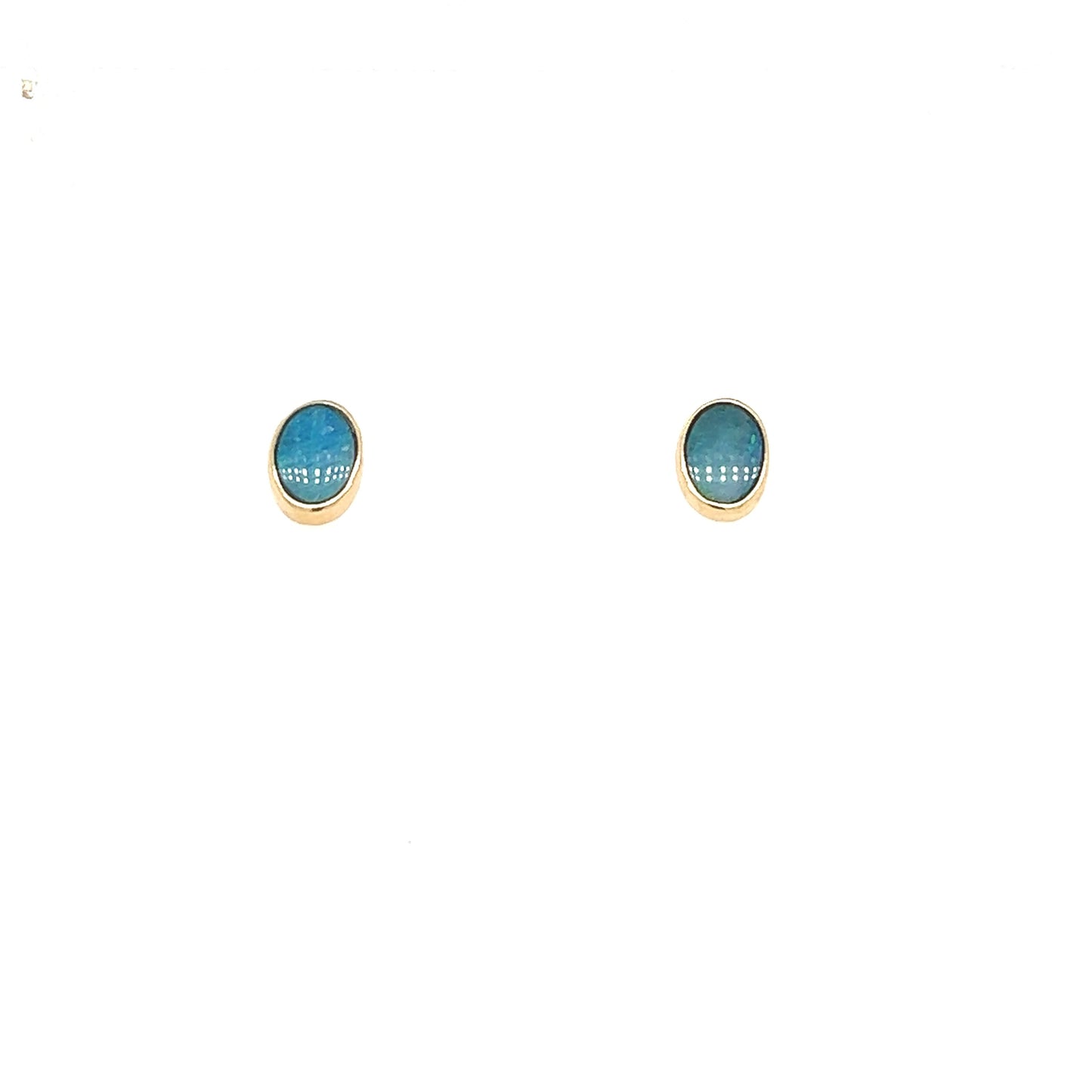 9ct Doublet Oval Opal Earrings 6x4mm