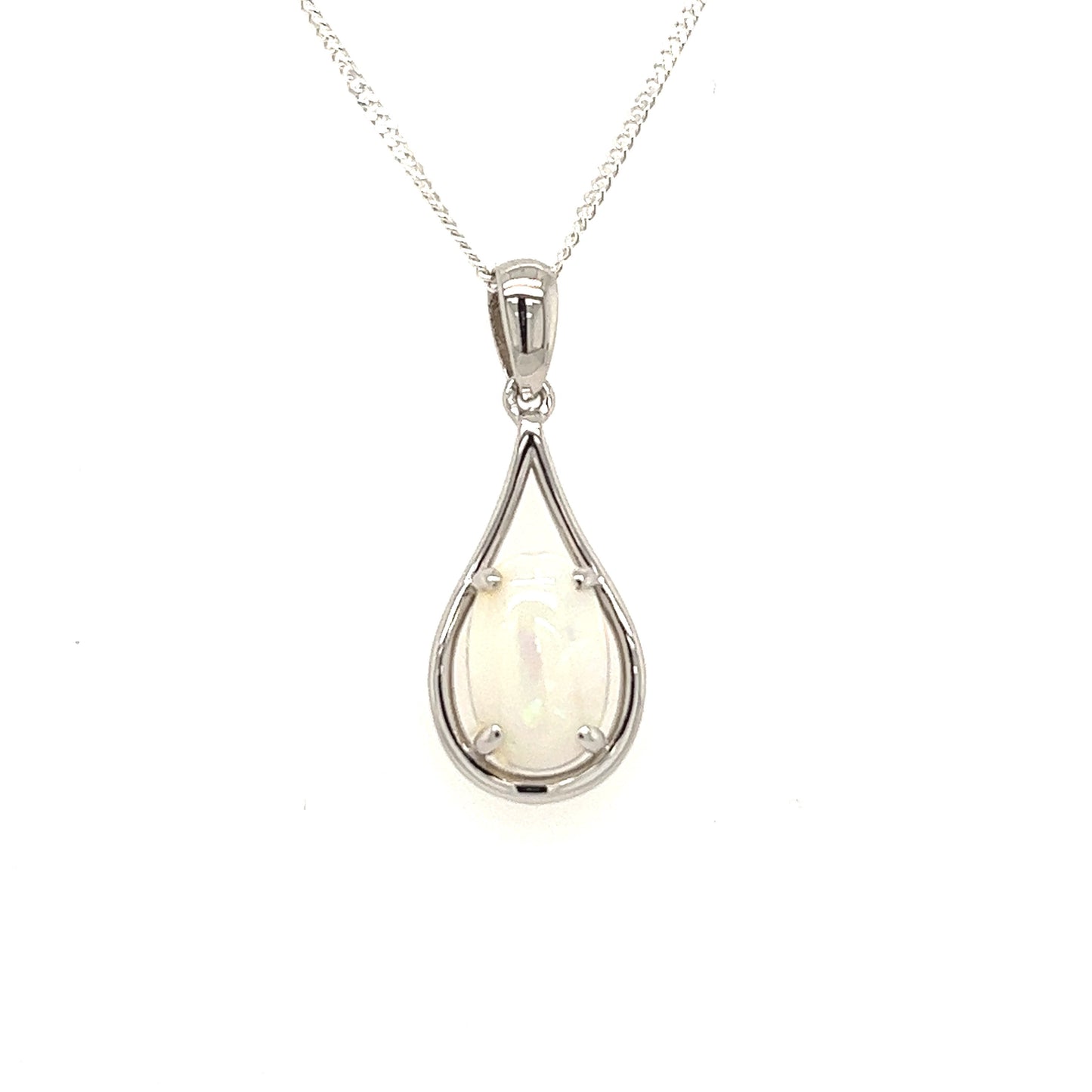 Silver Solid Opal Pendant 12x8mm