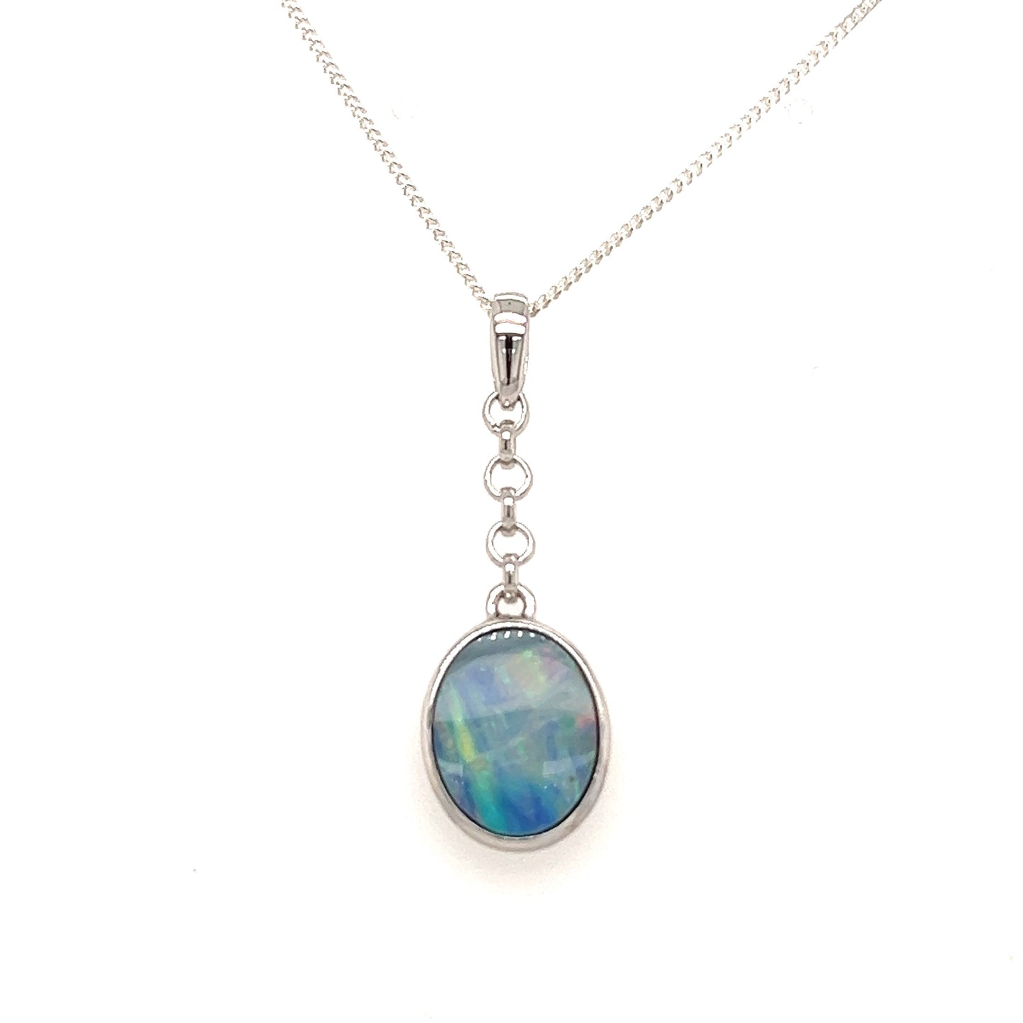 Silver Doublet Opal Pendant