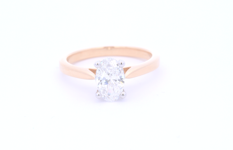 18ct Gold Oval Cut Diamond Solitaire Ring 1.01ct F/SI2 - RX3991-101