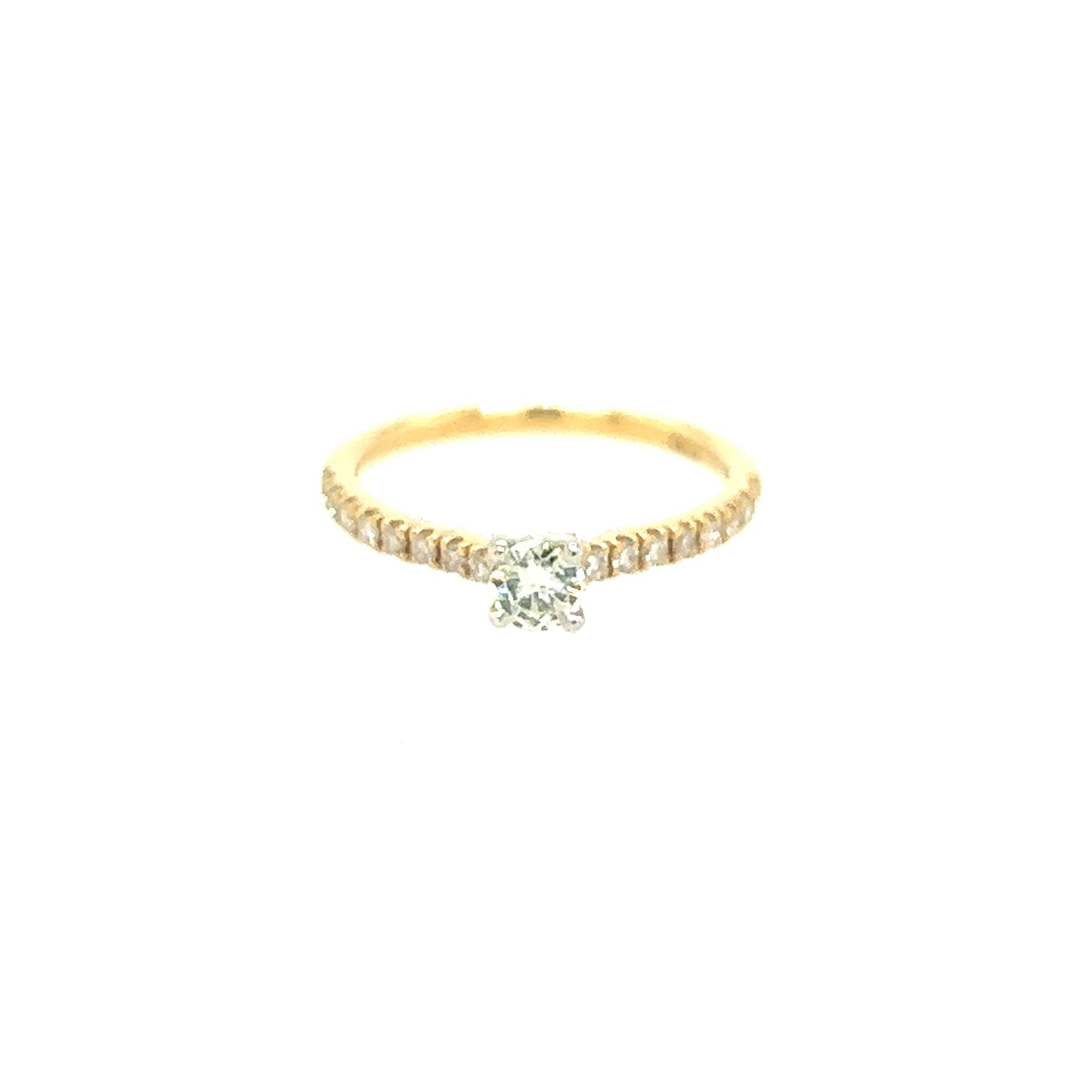 18ct Gold Solitaire Diamond Ring with Diamond Shoulders 0.43ct