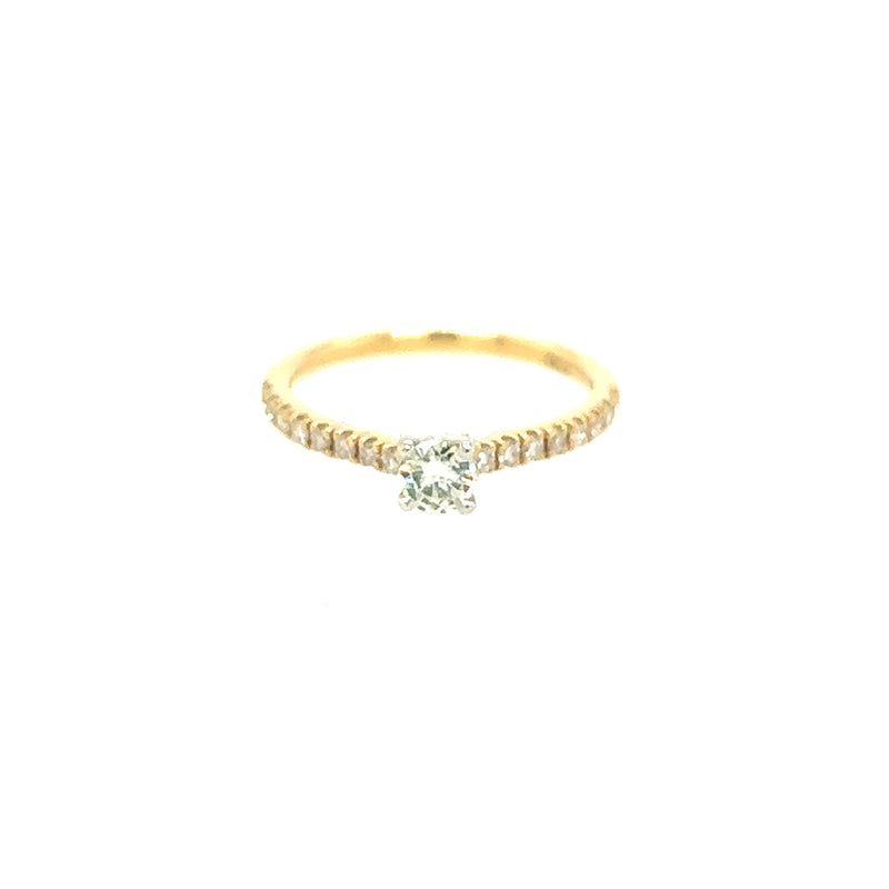 18ct Gold Solitaire Diamond Ring with Diamond Shoulders 0.43ct - RX5461/43