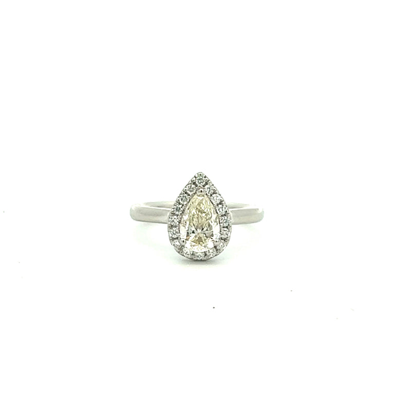 Platinum Pear Cut Halo Diamond Ring 1.07ct - ASM1597