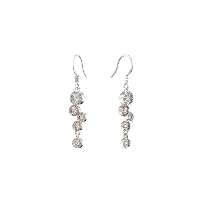 Silver and RGP with CZ Bubble Detail Earrings