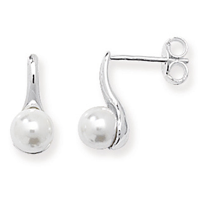 Silver dainty pearl Drop Earrings