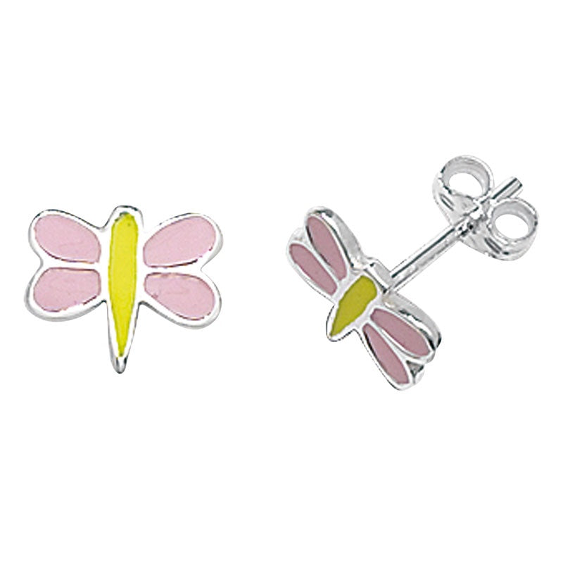 Silver Enamel Dragonfly Earrings SE519A