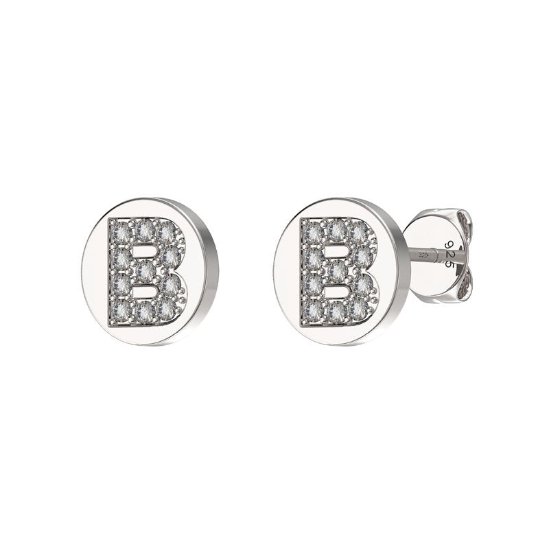 CZ Initial B Earrings SE848A