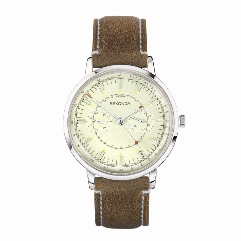 Sekonda 1978 Men's Watch with Cream Dial & Tan Leather Strap 30099