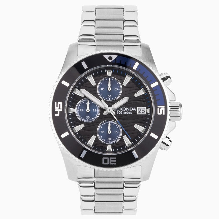Sekonda Pacific Wave Chronograph Men's Watch with Black Dial 30116