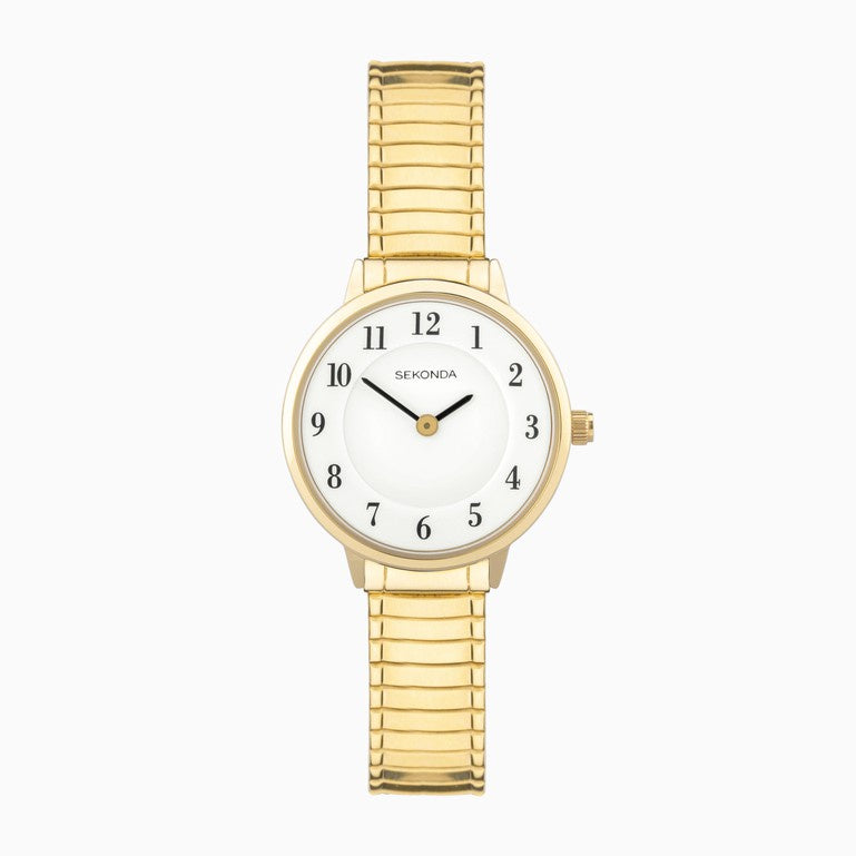 Sekonda Easy Reader Ladies Watch Gold with White Dial & Expandable Bracelet 30132