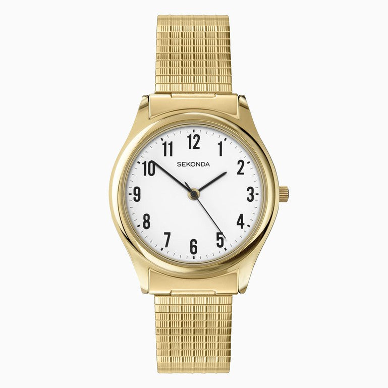 Sekonda Easy Reader Men's Watch Gold with White Dial & Expandable Bracelet 3752