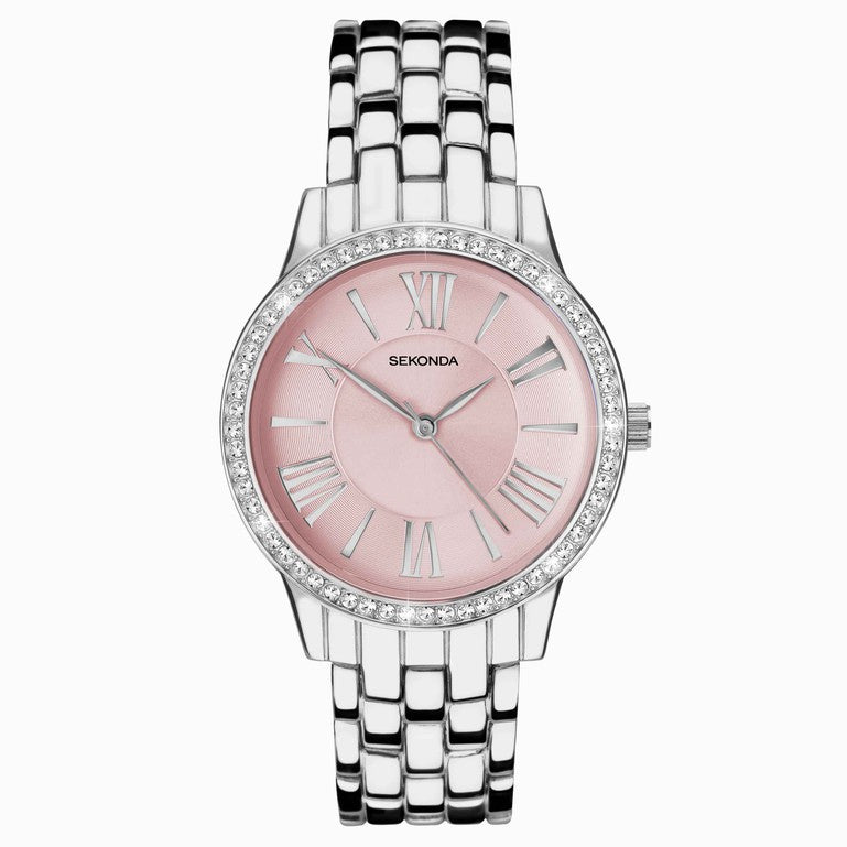 Sekonda Charlotte Ladies Watch with Stone Set Case & Pink Dial 40477