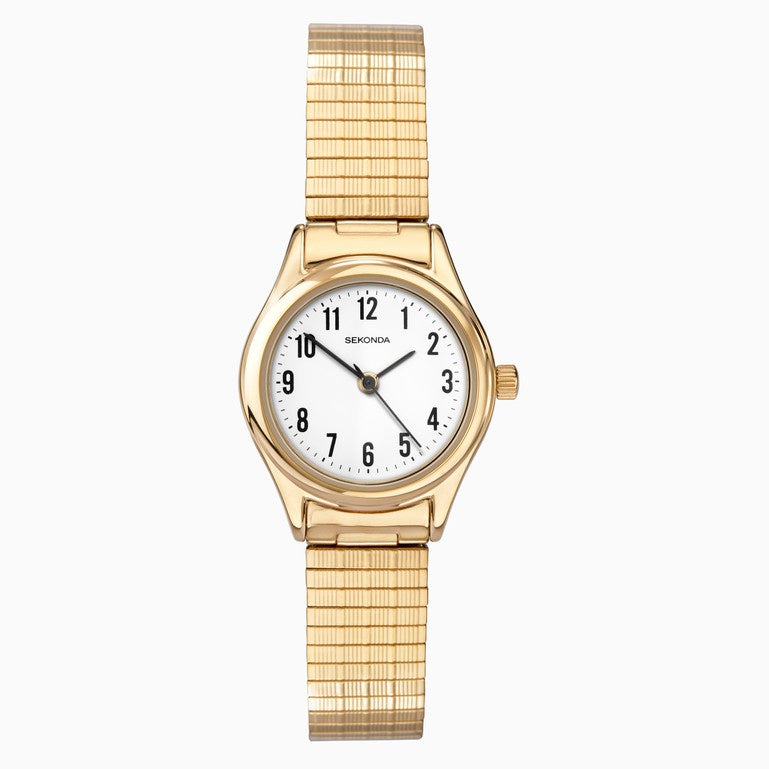 Sekonda Easy Reader Ladies Watch Gold with White Dial & Expandable Bracelet 4602S