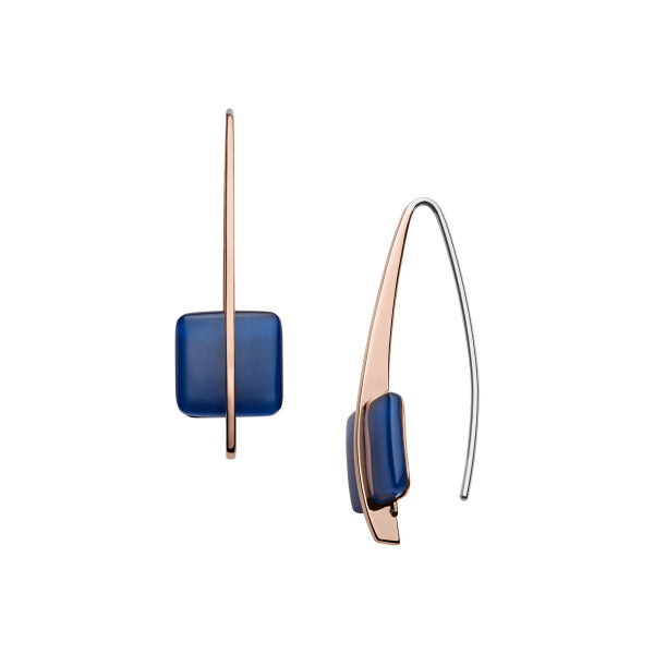 Skagen Blue Sea Glass Rose-Gold-Tone Dangle Earrings SKJ1135791