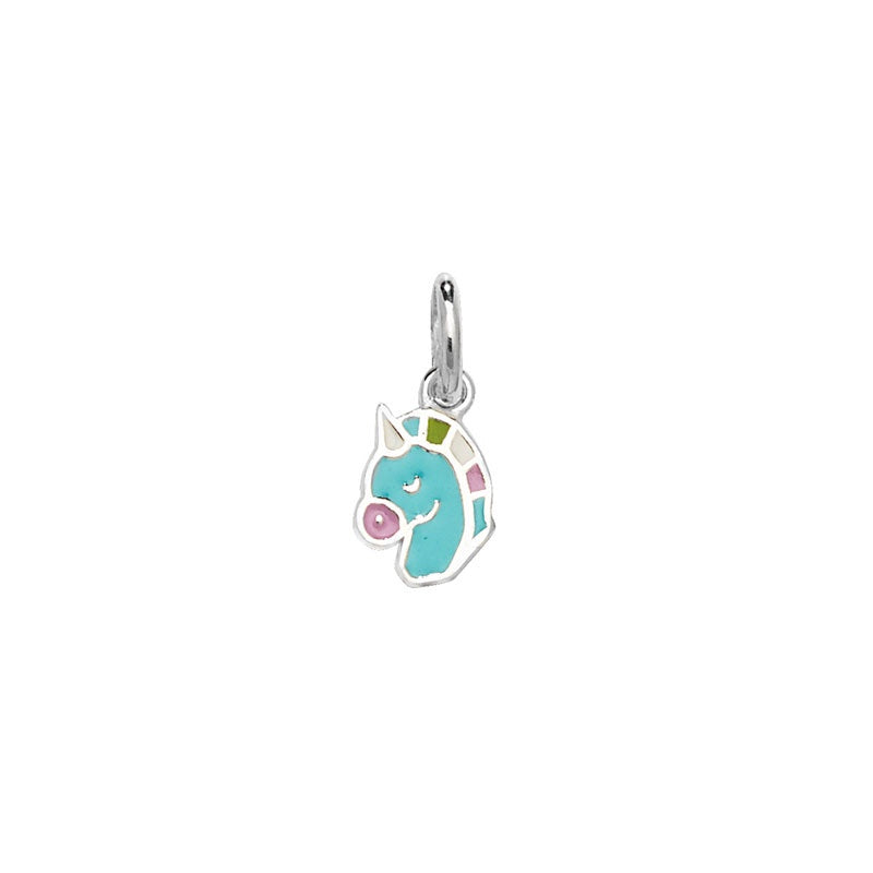 Silver Girls Enamel Unicorn Necklace SP326C