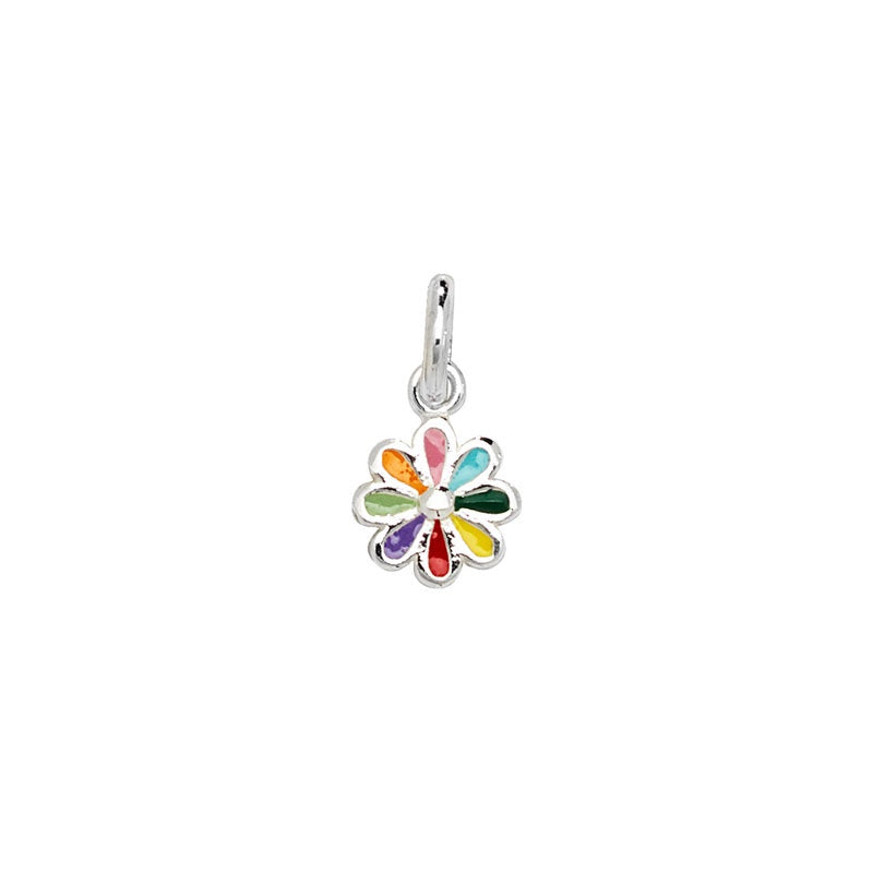 Silver Girls Multicoloured Flower Necklace SP364B