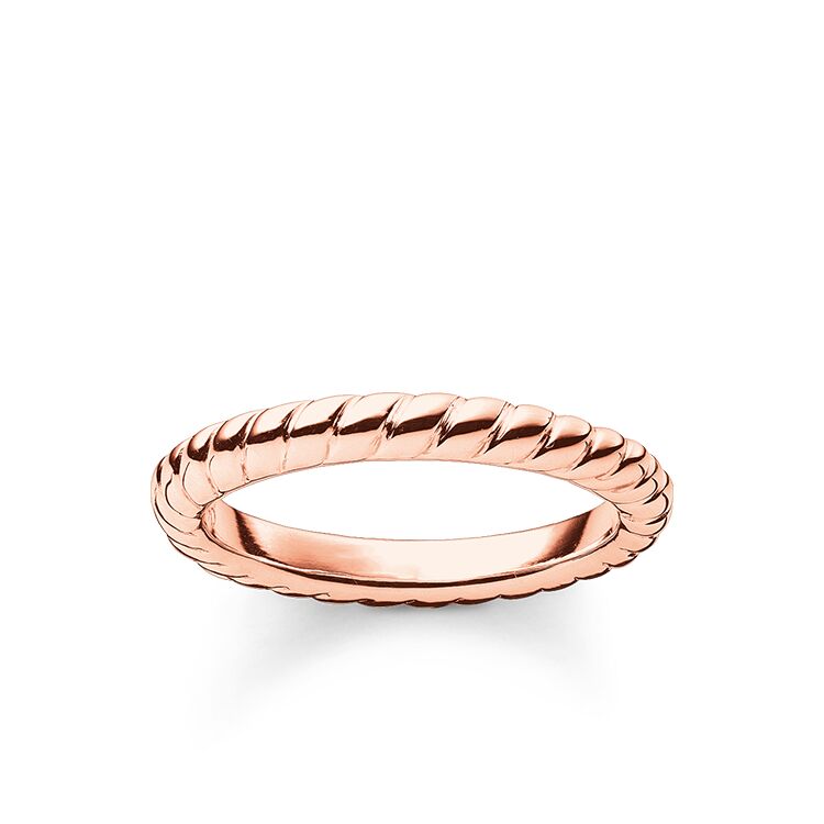 Thomas Sabo Size 52 Silver Rose Gold Twist Band Ring - TR1978-415-12-52