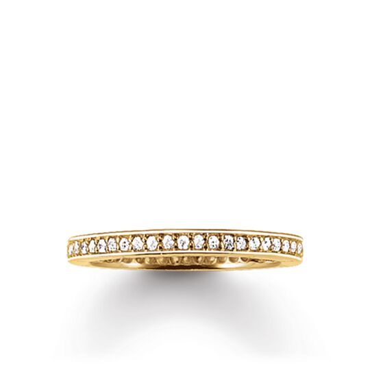 Thomas Sabo Size 52 Gold Plated Clear Cubic Zirconia Narrow Eternity Ring TR1983-414-14-52