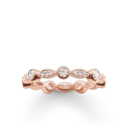 Thomas Sabo Size 54 Silver Rose Gold Marquise Shape Ring - TR1985-416-14-54