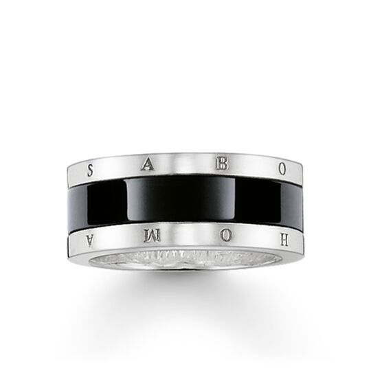 Thomas Sabo Size 54 Silver Black Ceramic Ring TR1994-454-11-54