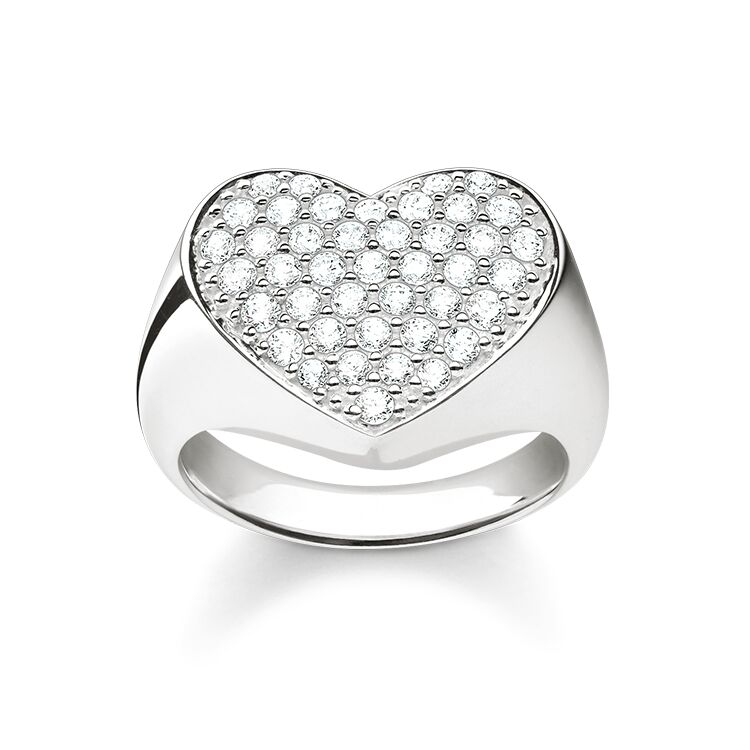 Thomas Sabo Size 54 Jewellery Silver CZ Heart Ring TR2084-051-14-54
