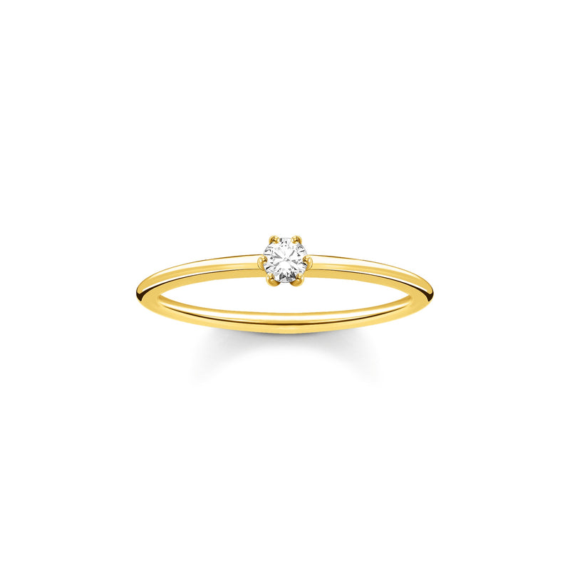 Thomas Sabo Gold Plated CZ six claw Ring TR2312-414-14-50