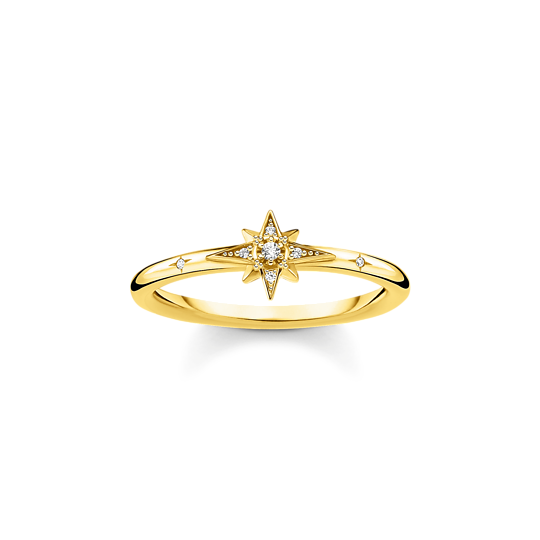 Thomas Sabo Gold Plated Star Stones Ring TR2317-414-14-60