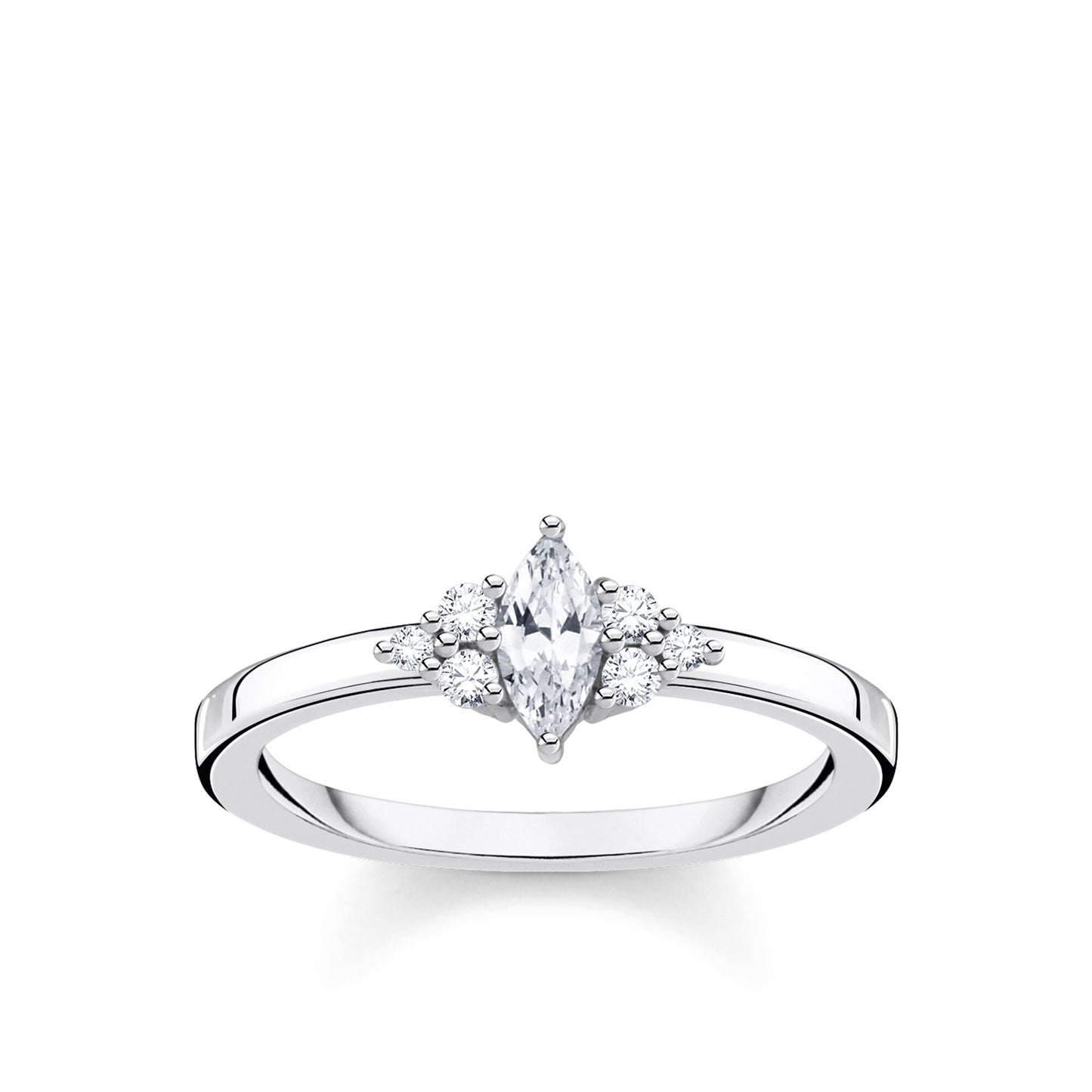 Thomas Sabo Size 54 Silver Cubic Zirconia Vintage Marquise Cluster Ring TR2325-051-14-54