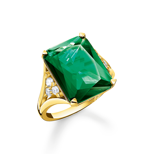 Thomas Sabo Gold Plated Green Stone Ring TR2339-971-6