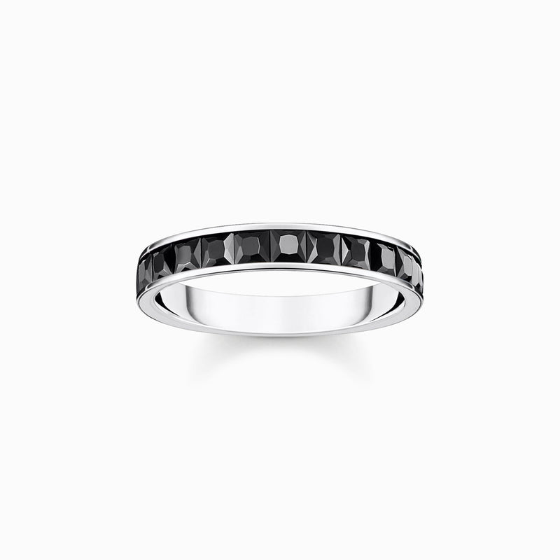 Thomas Sabo Ring with black stones pavé silver TR2358-643-11