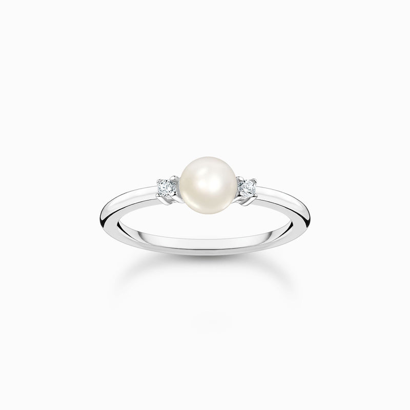 Thomas Sabo Silver Pearl Ring & CZ Ring TR2370-167-14-52