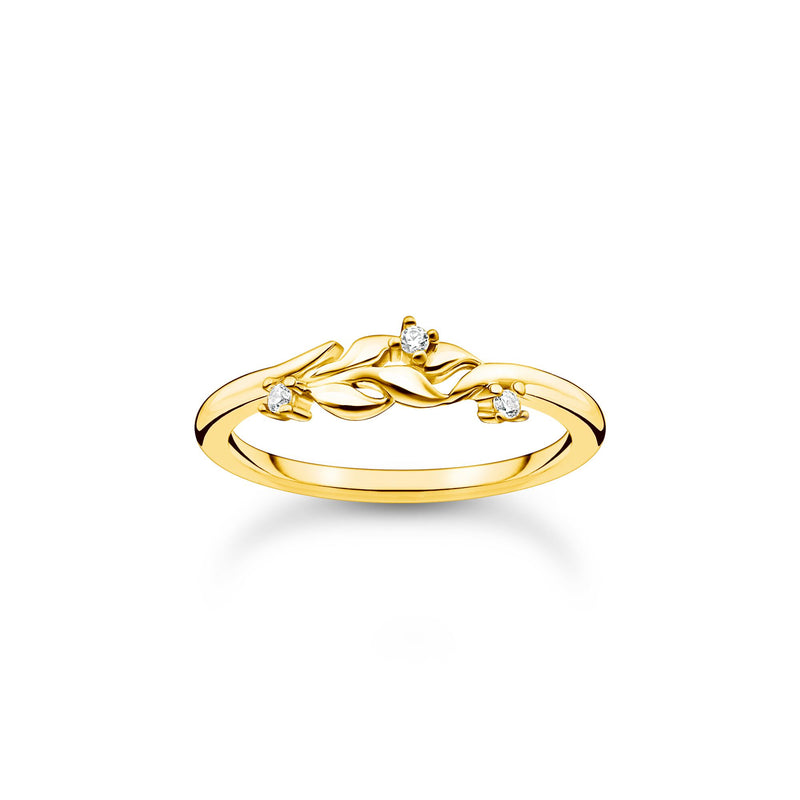 Thomas Sabo Gold Plated Ring with Leaves TR2376-414-14