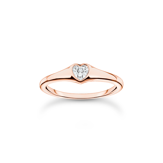 Thomas Sabo Rose Plated CZ Heart Ring TR2390-416-14