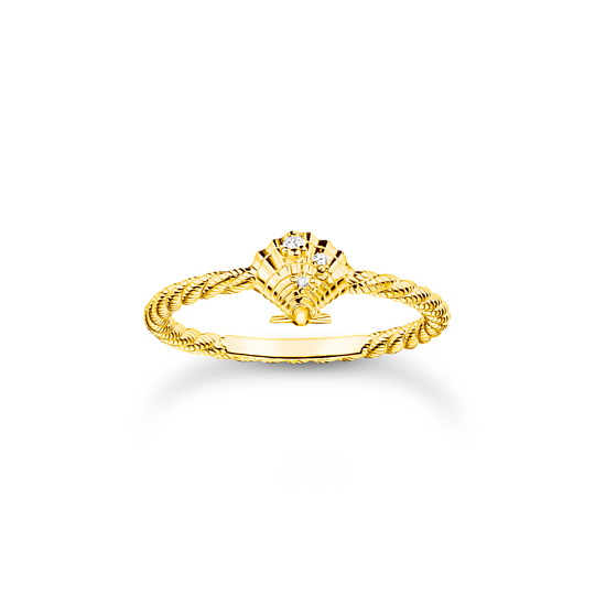 Thomas Sabo Gold Plated Rope Ring with Shell TR2400-414-14