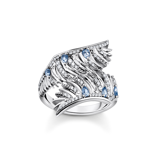 Thomas Sabo Silver Pheonix Wing with Blue Stones Ring TR2409-644-1