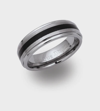 Unique & Co Tungsten Ring with Black Resin Inlay 7mm TUR-14