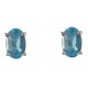 9ct White Gold Blue Topaz Oval Cut Claw Set 6x4mm Earrings WGE1103BT