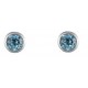 9ct White Gold Blue Topaz 4mm Round Rubover Set Stud Earrings