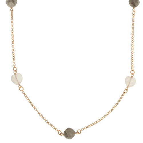 Bronzallure Mixed Stone Rolo Beaded Necklace WSBZ00345.GR