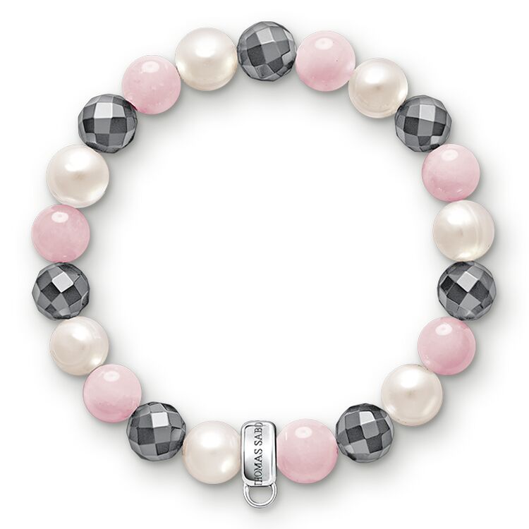 Thomas Sabo Sterling Silver Rose Quartz Freshwater Pearl Bracelet X0188-581-7-L