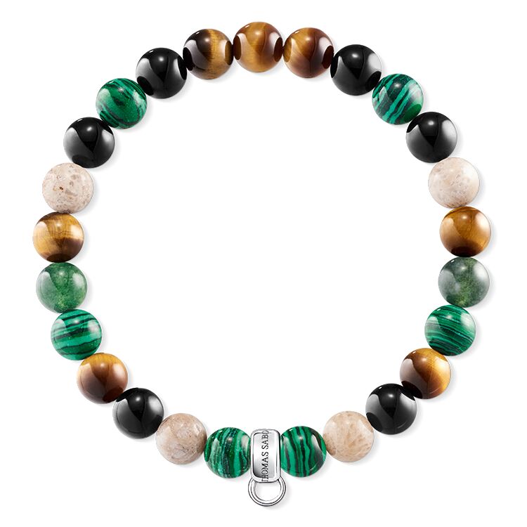 Thomas Sabo Heliotrope Tiger's Eye Obsidian Charm Bracelet X0217-947-7-L17.5