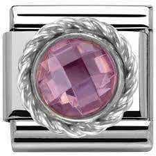 Nomination Round Pink CZ Charm 330601-003